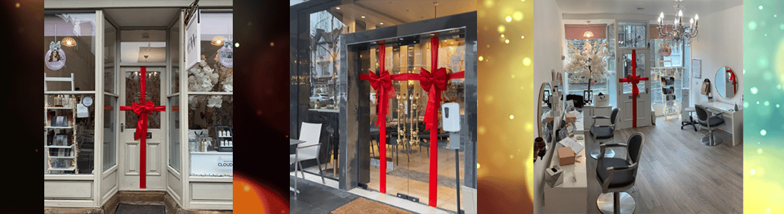 Christmas Door Bows For Hairdressers, Business, Shops, Nail Bars, Coffee Shops Next Day Delivery