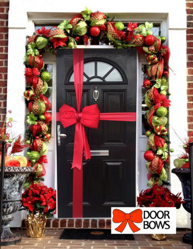 Door Bow Decoration Kit - Red Padded Satin Bow