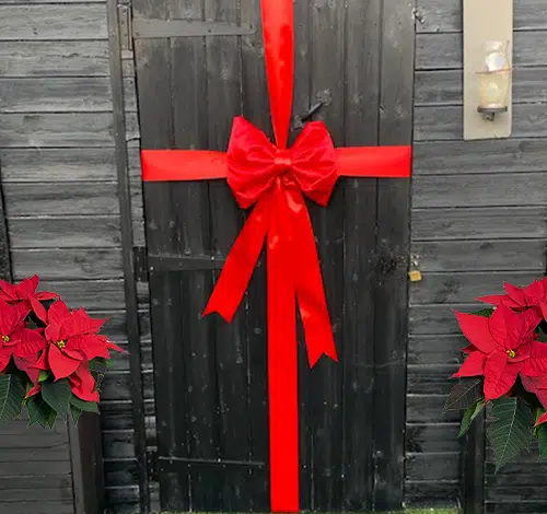 Red Padded Door Bow For Christmas Cars Gifts Presents
