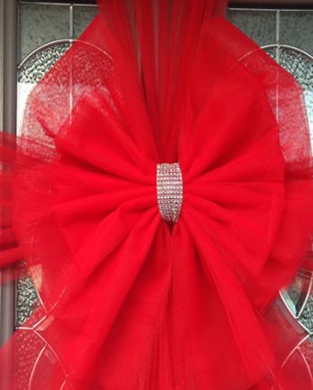 Red Deluxe Door Bow Diamante Centre