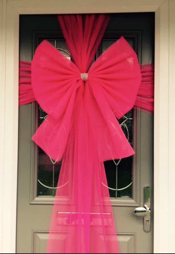 Bright Pink Deluxe Door Bow Decoration Kit