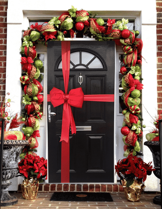 Red Satin Padded Door Bow Decoration Kit