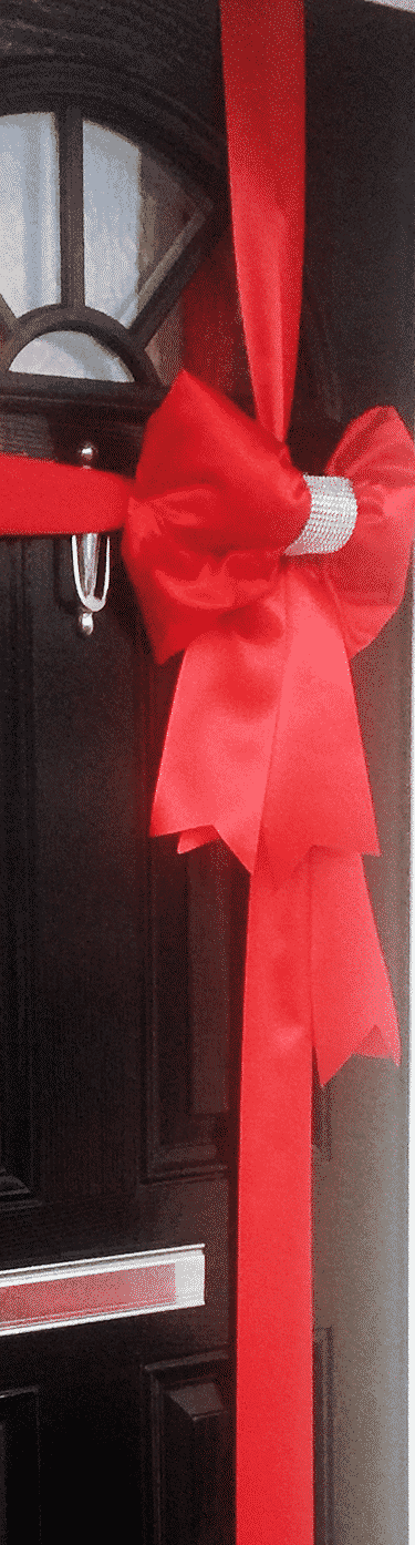 Red Diamanate centre padded door bow sparkle