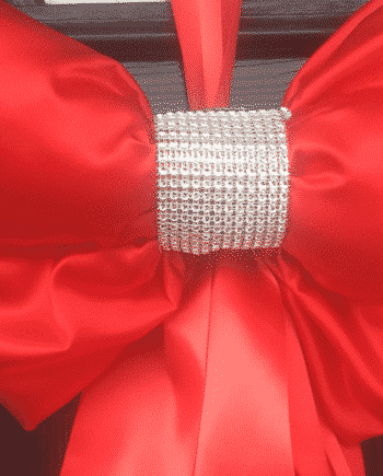 Red Satin Door Bow with Diamante Centre