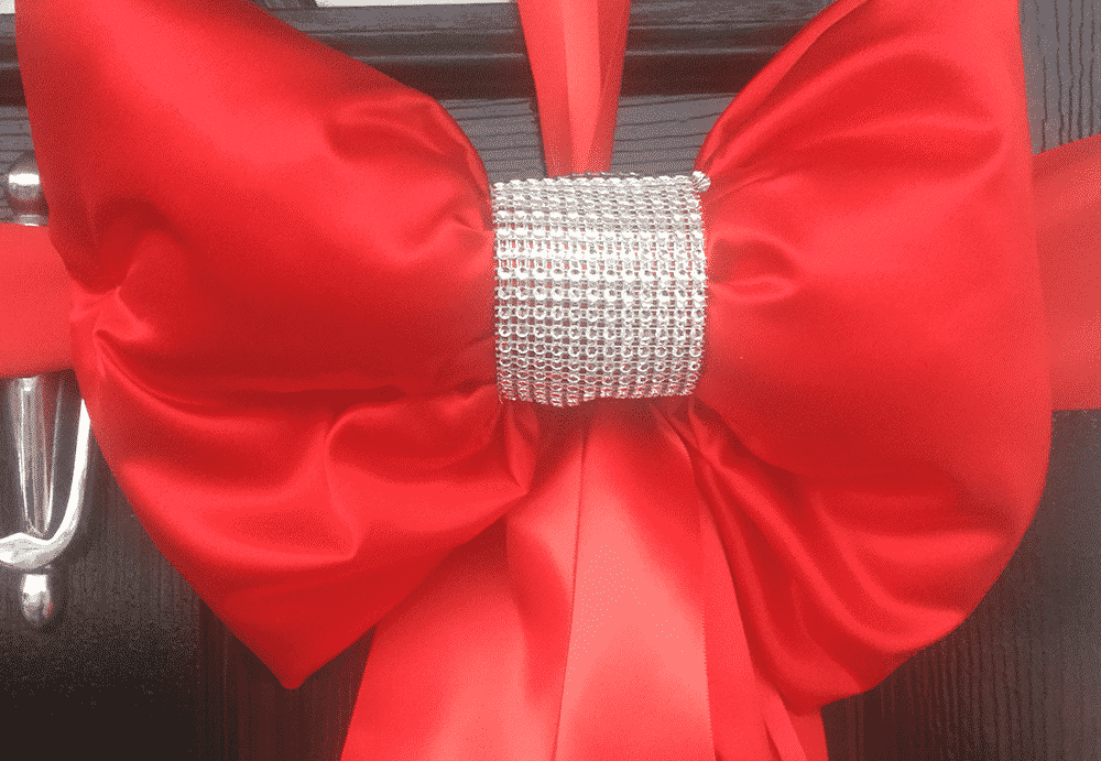 Red Satin Door Bow with Diamante Centre