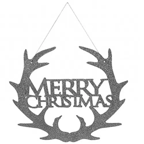 Silver Merry Christmas Hanging Sign