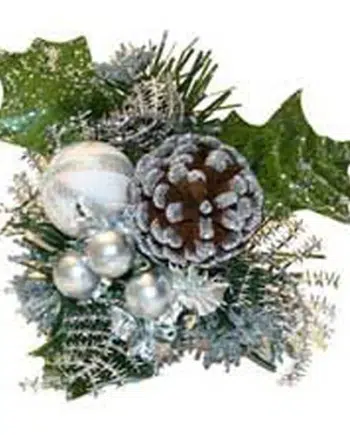 Silver Glitter Pine Cone, Bauble & Berry Pick