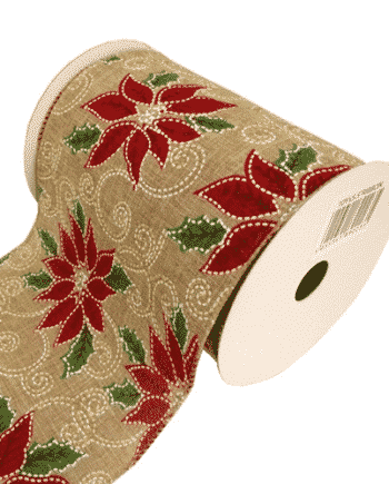 Poinsettia Wired Edge Ribbon