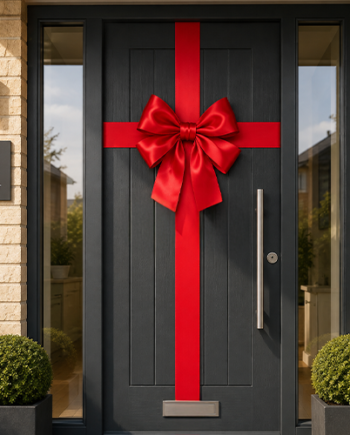 Red All Runder Satin Door Bow