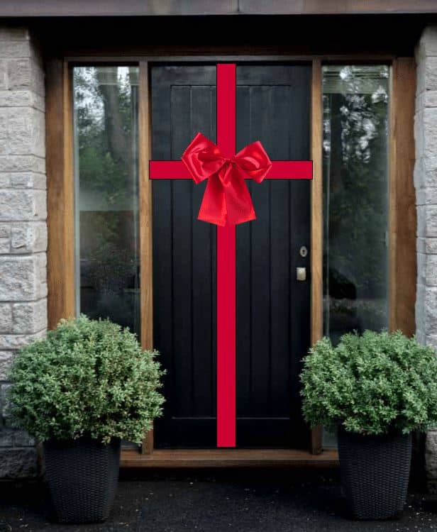Luxury Christmas Padded Satin Door Bow Decoration with Diamante Centre 