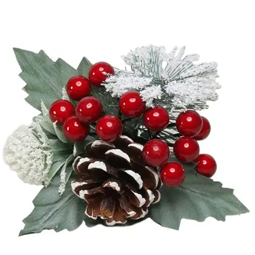 Red Snowy Berry, Spruce & Cone Pick