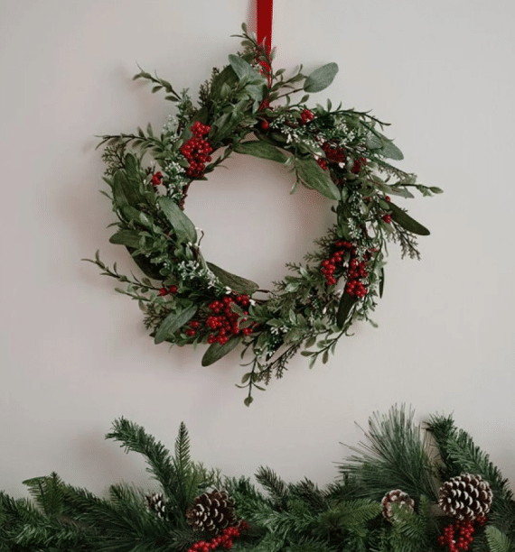 Foliage and Berries Christmas Door Wreath