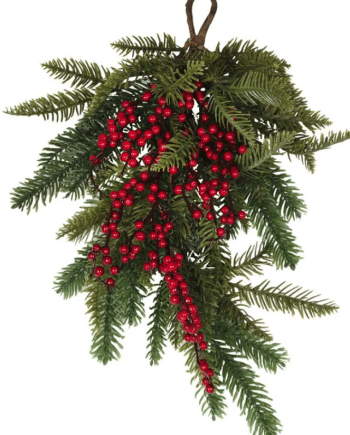 Foliage Christmas Door Swag with Berries