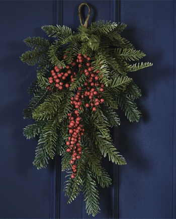 Foliage Christmas Door Swag with Berries