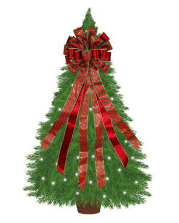 Green & Red Stripe Bow Christmas Tree Topper Decoration