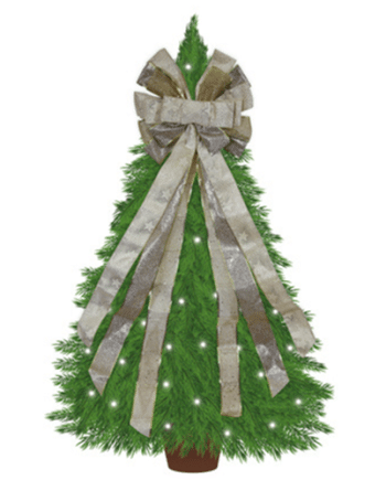 Silver Bow Christmas Tree Topper Decoration