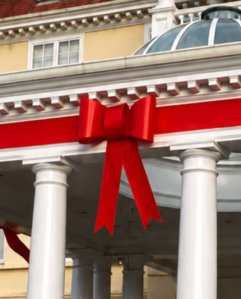 Close Up Of Red Bow On A Hotel