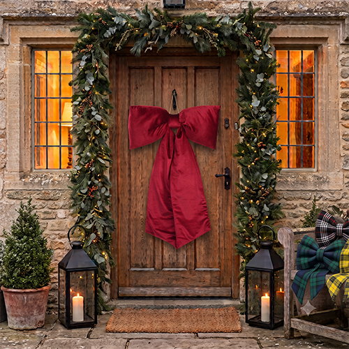 Dark Red Burgundy Velvet 80cm Bow
