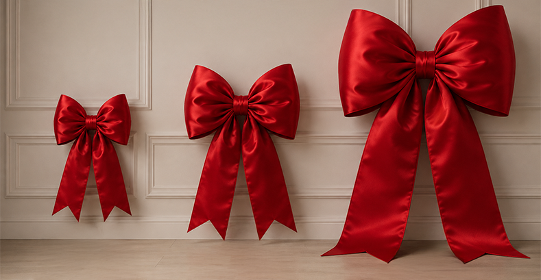 3 bow sizes of the padded bows