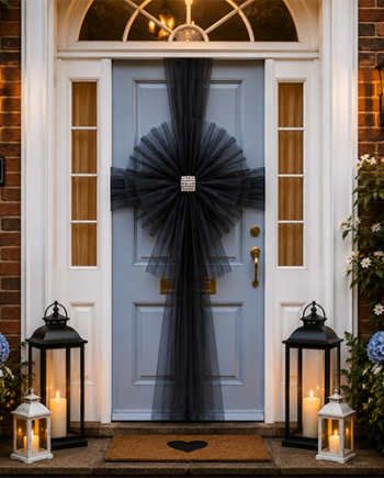 BLACK Door Bow Dress Net ORGANZA Tulle