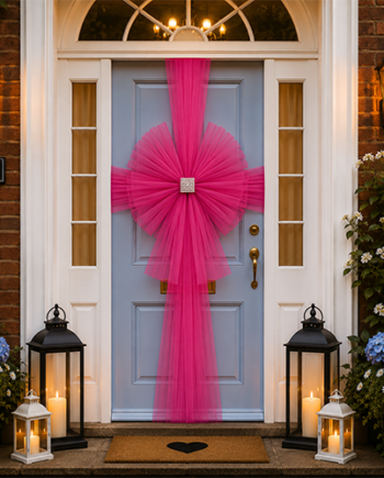 BRIGHT PINK Door Bow Dress Net ORGANZA Tulle