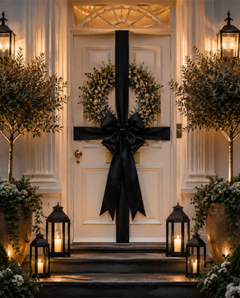 Black Ribbon Door Bows