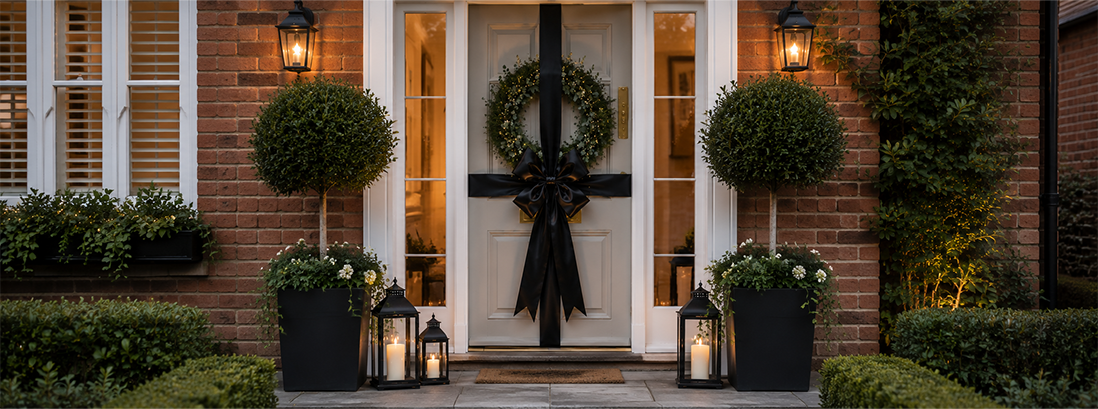 Black Ribbon Door Bows