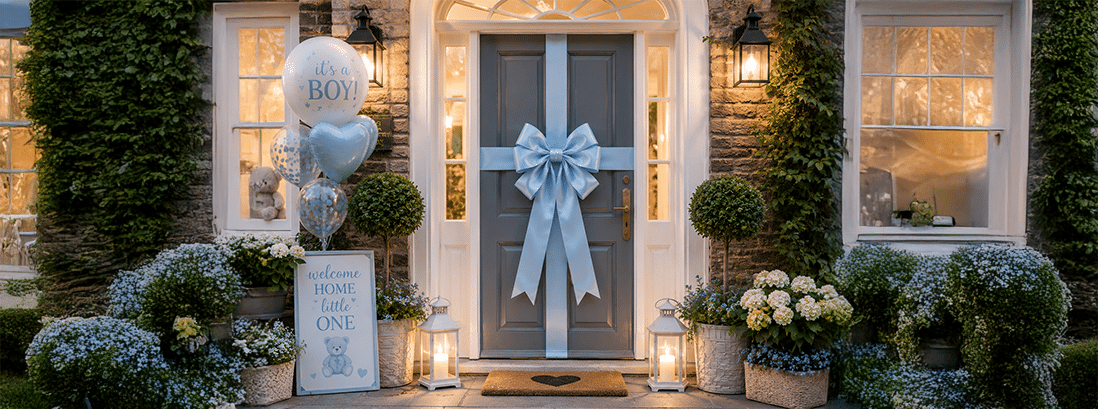 Blue Door bows For New baby Decorating