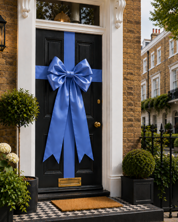 CORNFLOWER BLUE RIBBON DOOR BOW 40