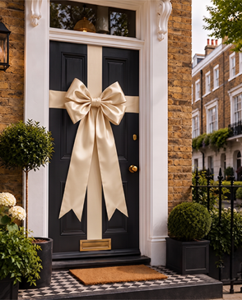 CREAM CLASSIC RIBBON DOOR BOW