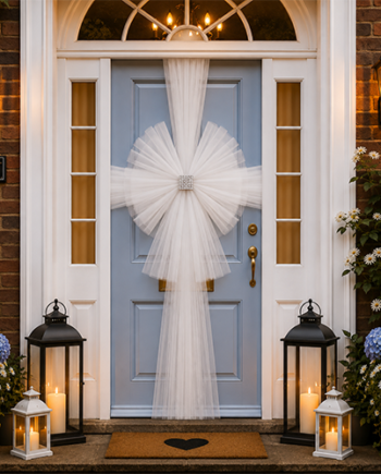 CREAM Door Bow Dress Net ORGANZA Tulle