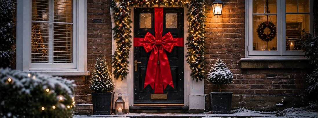 Christmas Door Bows Classic Ribbon Bow