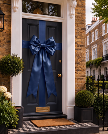 NAVY BLUE CLASSIC RIBBON DOOR BOW