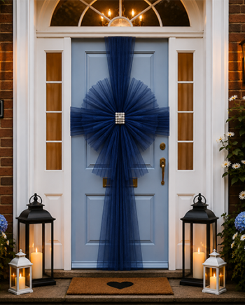 NAVY BLUE Door Bow Dress Net ORGANZA Tulle