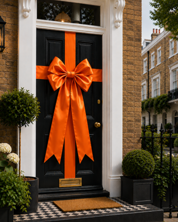 ORANGE CLASSIC RIBBON DOOR BOW 40