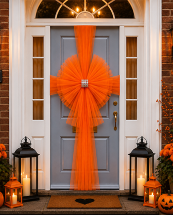 ORANGE Door Bow Dress Net ORGANZA Tulle
