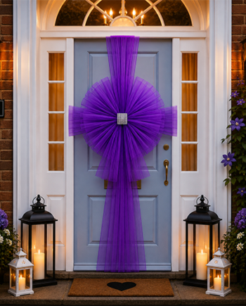 PURPLE Door Bow Dress Net ORGANZA Tulle