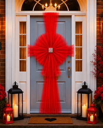 RED Door Bow Dress Net ORGANZA Tulle