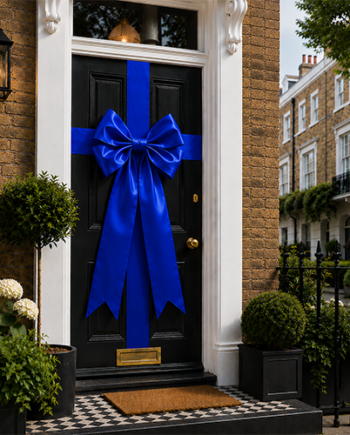 ROYAL BLUE CLASSIC RIBBON DOOR BOW 40