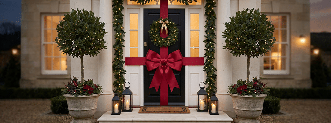 Red Door Bows For Christmas