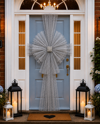 SILVER GREY Door Bow Dress Net ORGANZA Tulle