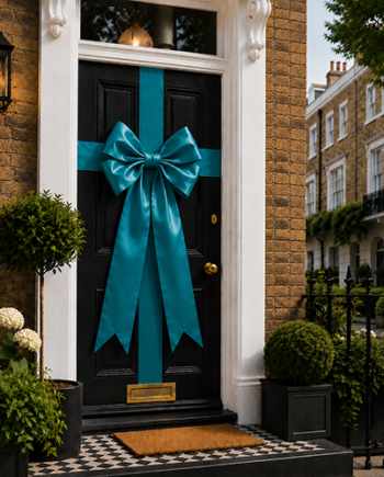 TEAL BLUE CLASSIC RIBBON BOW 40
