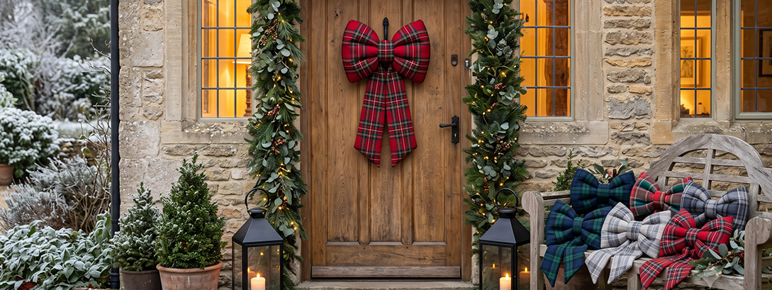 Tartan Padded Door Bows