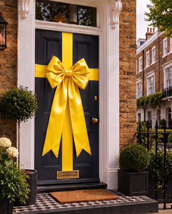 YELLOW CLASSIC RIBBON DOOR BOW 40