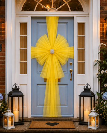 YELLOW Door Bow Dress Net ORGANZA Tulle