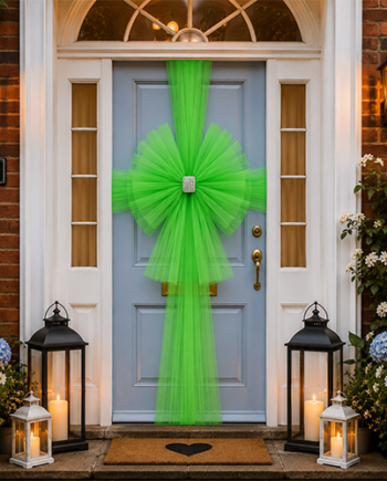 bRIGHT gREEN Door Bow Dress Net Organze Tulle